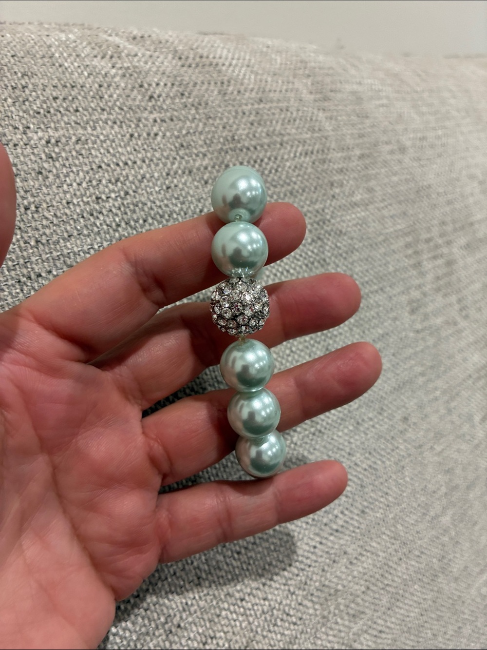 Aqua Pearl Stretch Bracelet with Crystal Pavé Accent